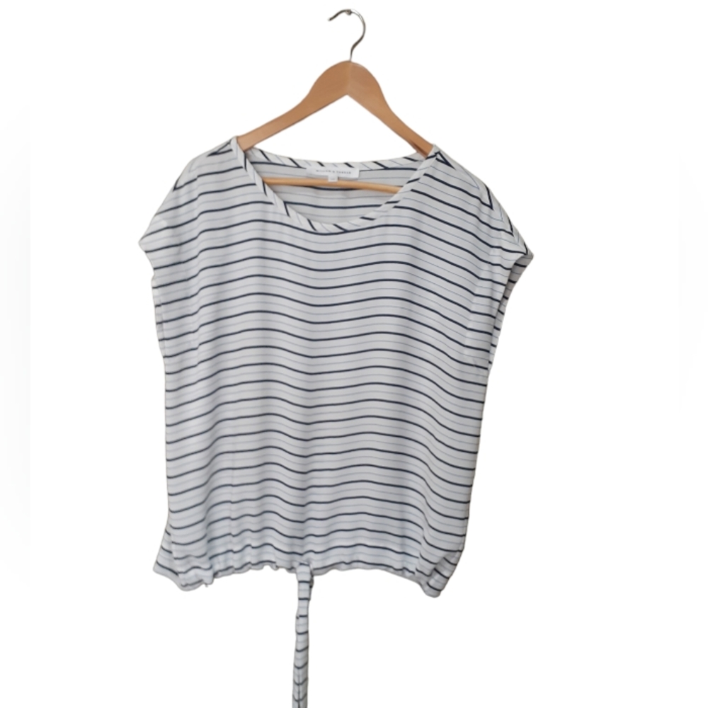 Willow & Thread Striped Sleeveless Blouse with Waist Tie Size Large